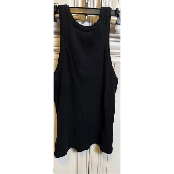 Agolde Women's Bailey Ribbed Knit Round Neck Racerback Tank Top Black Size XL - Picture 4 of 10